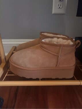 Platform Ankle Boots in Chestnut